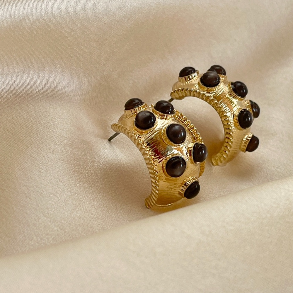 Elegant Gold and Black Earrings